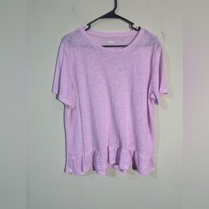 Sonoma lavender purple short sleeve linen peplum top womens size large